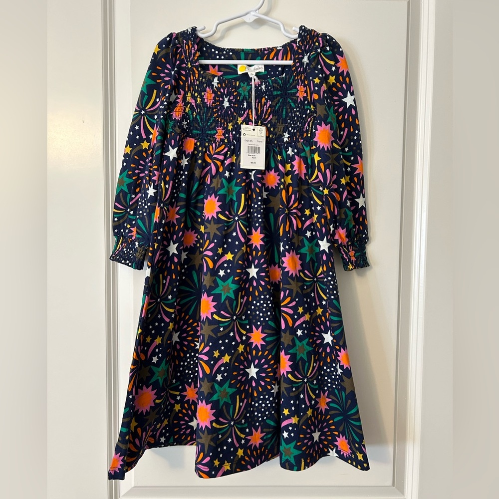 NWT Mini Boden Dress 3-4 Multi Firework